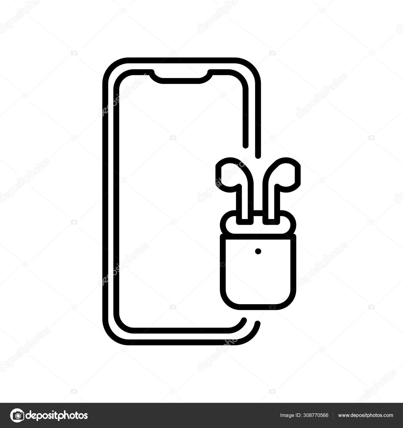 New Iphone 11 Pro Max Vector Line Vector Graphic Illustration Smartphone Mock Up With Wireless Earphones Frameless Blank Screen Isolated On Background Stock Vector Image By C Alx1618