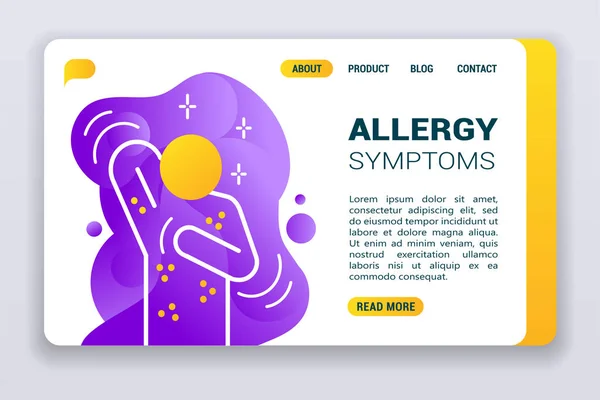 Allergi symptom webbbanner. GUI-mall för UI UX. — Stock vektor