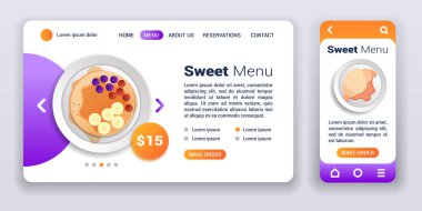 Güzel menü web afişi ve mobil uygulama kiti. Sipariş ve teslimat.