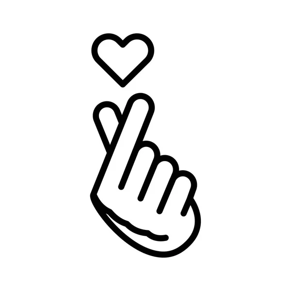 Kolor linii Finger Heart ikona koloru. Koncepcja płyty K-Pop. Koreańska kultura. Piktogram internetowy, aplikacja mobilna, promo. — Wektor stockowy