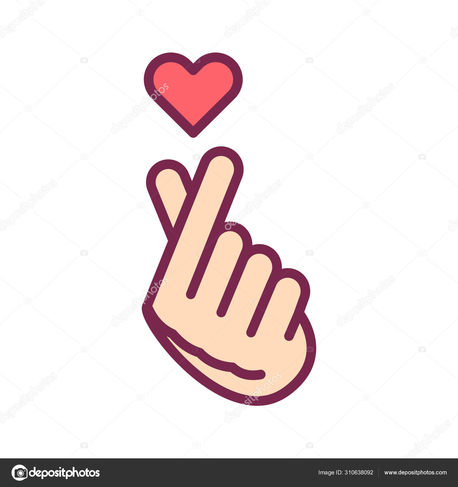 Значок Цвета Линии Сердца. Концепция K-POP. Культура Кореи.