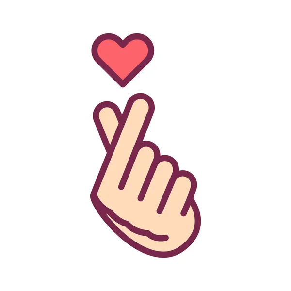 Linea Finger Heart icona a colori. Registrazione musicale concetto K-POP. Cultura coreana . — Vettoriale Stock