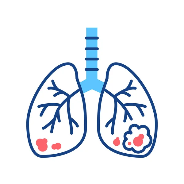 Lungs cancer line color icon. Concepto de órgano humano. Neoplasia maligna. Firma para la página web, aplicación móvil, botón, logotipo . — Vector de stock