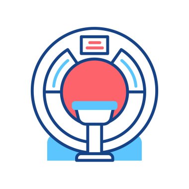 MRI cihazı hastane çizgisi renk simgesinde. Tıbbi ekipman ve sağlık hizmetleri konsepti. Web sayfası, mobil uygulama, logo için imzala.