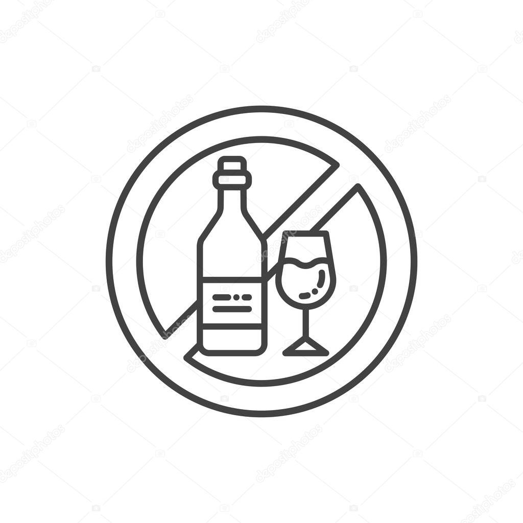 Alcohol allergy line color icon. Beverage intolerance. Non alcohol, sober. Healthy lifestyle. Sign for web page, mobile app, button, logo.