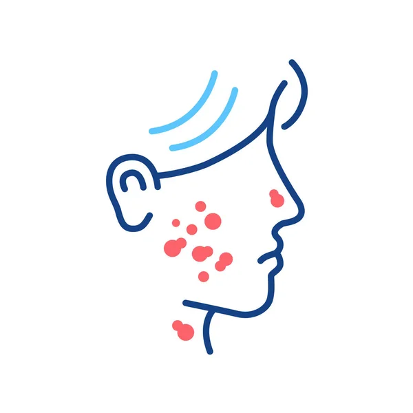 Hautkrebs Linie Farbe Symbol. Konzept der menschlichen Dermatologie. bösartiges Neoplasma. Zeichen für Webseite, mobile App, Schaltfläche, Logo. — Stockvektor