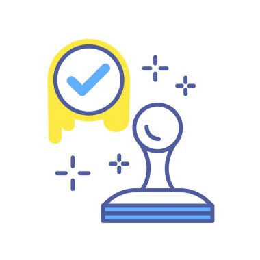 Onaylanmış pul renk çizgisi simgesi. Başarılı kontrol konsepti. Onaylanmış, onaylanmış unsur. Web sayfası, mobil uygulama için imzala.