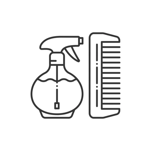 Barbershop black line icon. Hair styling items, spray and hairbrush. Hairdresser services. Beauty industry. Pictogram for web page, promo. — Stock Vector