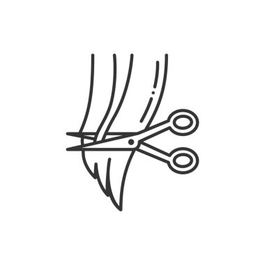 Saç siyah çizgi simgesini kes. Saç kesme makası. Kuaför servisi. Profesyonel saç stili. Güzellik endüstrisi. Web sayfası ve tanıtım için resim grafiği.