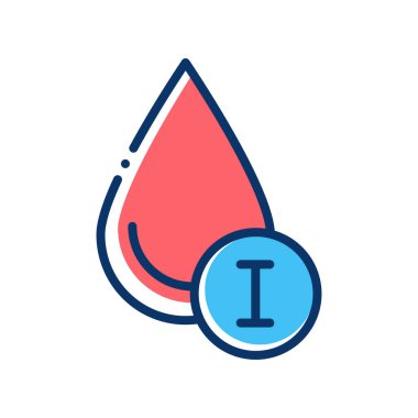 İlk kan grubu renk çizgisi simgesi. Bağış konsepti. Web için piktogram, mobil uygulama, tanıtım.