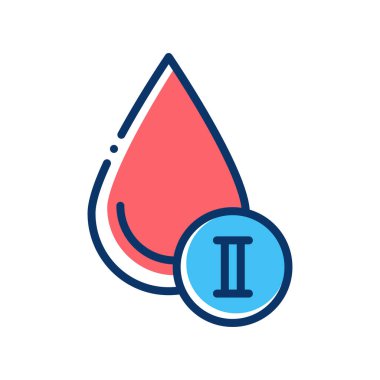 İki kan grubu renk çizgisi simgesi. Bağış konsepti. İnternet için piktogram, mobil uygulama, tanıtım. Ui Ux tasarım ögesi.