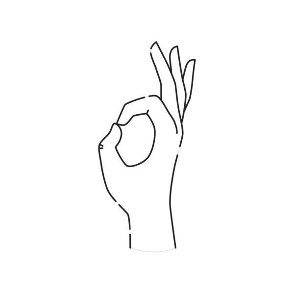 Hand Tonen Symbool Okey Zwarte Lijn Pictogram Pictogram Voor Webpagina — Stockvector