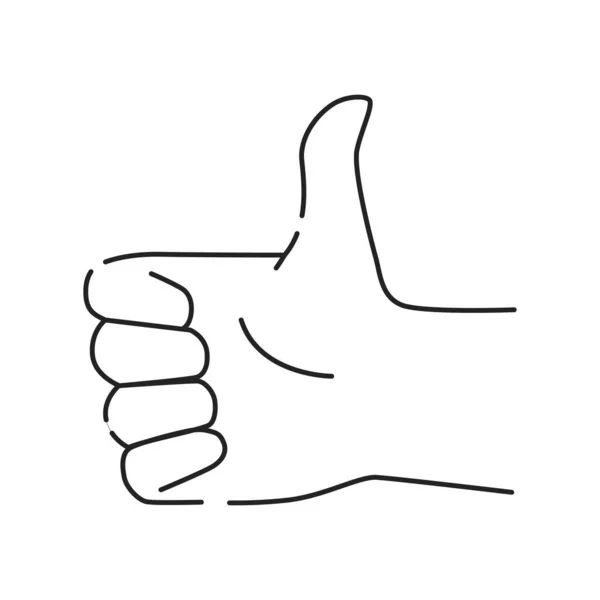 Χέρι Δείχνει Σύμβολο Σαν Μαύρο Εικονίδιο Γραμμής Κάνοντας Χειρονομία Αντίχειρα — Διανυσματικό Αρχείο