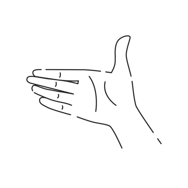 Ręka Gestem Uścisnąć Rękę Ikona Czarnej Linii Partnerstwo Symbol Piktogram — Wektor stockowy
