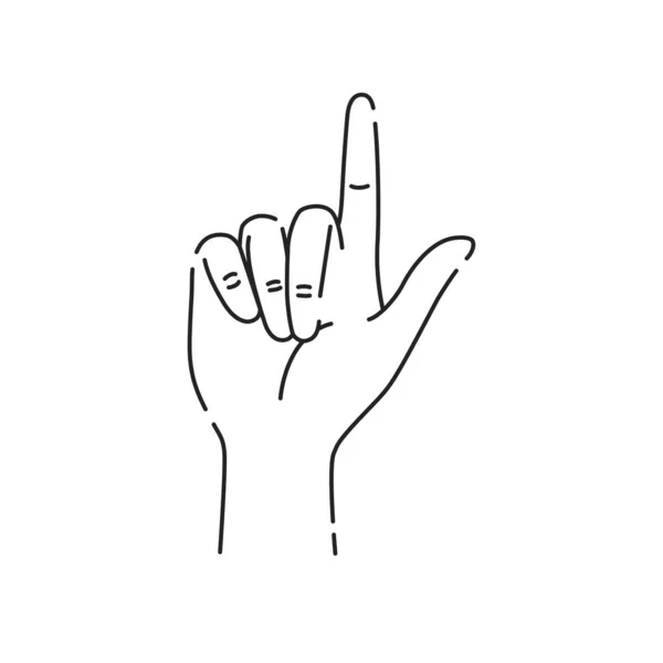 手显示一个计数黑线图标 制作食指向上的手势 移动应用 宣传用的象形文字 Gui设计元素 可编辑笔划 — 图库矢量图片