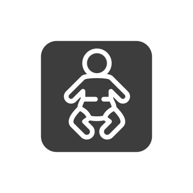 Bebek siyah kabartma simgesi. Bebek bezi değiştirme tabelası. Kamu navigasyonu. Web sayfası için piktogram, mobil uygulama, tanıtım. UI UX GUI tasarım elemanı. Düzenlenebilir vuruş.