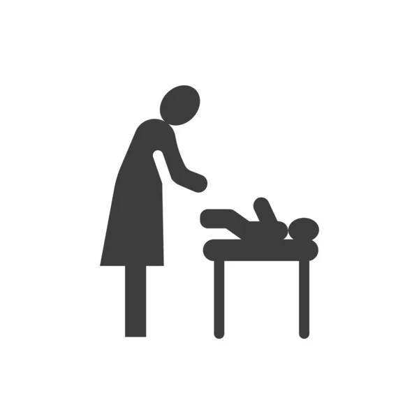 Mutter Und Baby Schwarze Glyphen Ikone Windelwechsel Öffentliche Navigation Piktogramm — Stockvektor