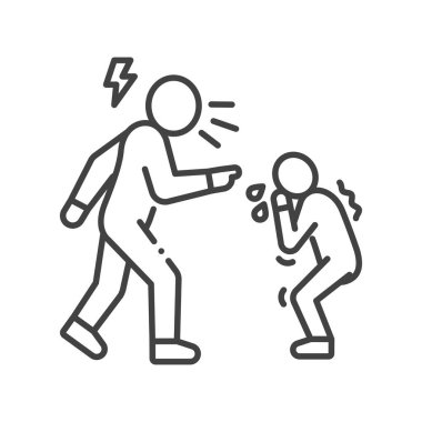 Ebeveyn zorba çocuk siyah çizgi ikonu. İnsan hakları. Çocuk istismarı. Aile içi şiddet. Web sayfası, mobil uygulama, düğme, logo için imza. Düzenlenebilir vuruş