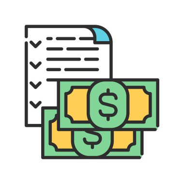Bütçe renk çizgisi simgesi. Rapor ve mali raporlar. Muhasebe ve muhasebe. Web sayfası için piktogram, mobil uygulama, tanıtım. UI UX GUI tasarım elemanı. Düzenlenebilir vuruş.
