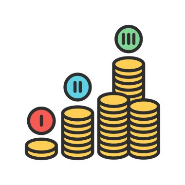 Finansal plan renk çizgisi simgesi. Parasal açıdan işlevsel ve kalkınma girişimi planı. Web sayfası için piktogram, mobil uygulama, tanıtım. UI UX GUI tasarım elemanı. Düzenlenebilir vuruş.