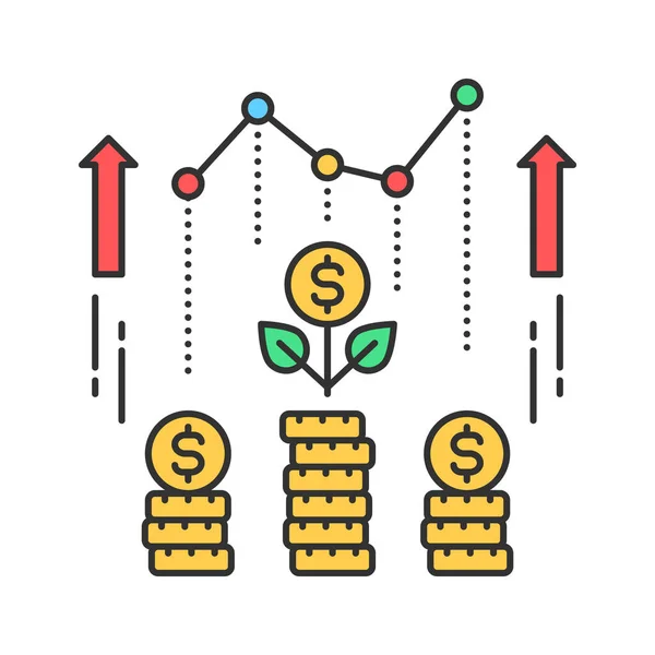 Przychody Zwiększyć Kolor Linii Ikony Postępy Marketingowe Piktogram Stronę Internetową — Wektor stockowy