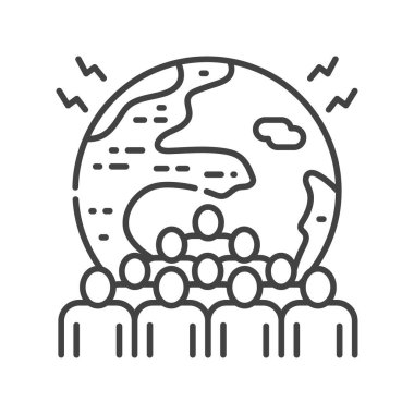 Aşırı nüfus siyah çizgi simgesi. Çevresel sorunlar. Web sayfasını imzala, uygulama. UI UX GUI tasarım elemanı. Düzenlenebilir vuruş