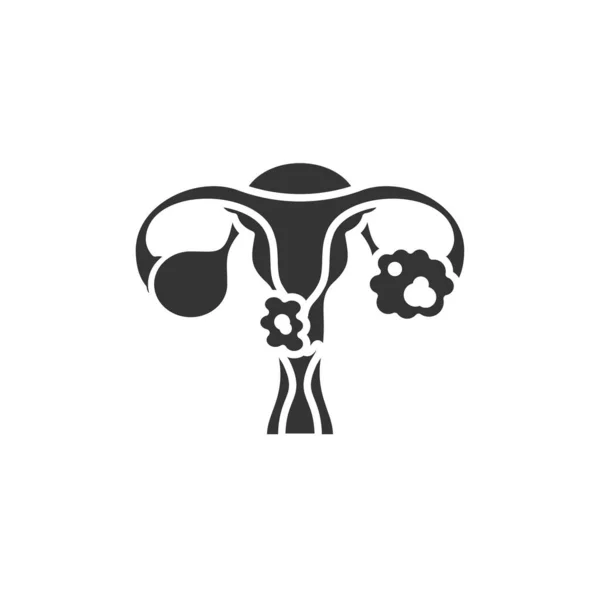 Cervical Cancer Glyph Black Icon Female Reproductive System Disease Concept — Stock Vector