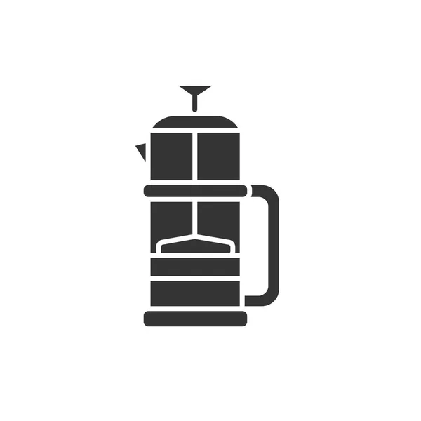 Yeniden Kullanılabilir Metal Fransız Kahvesi Çay Sembolü Siyah Simge Mutfak — Stok Vektör