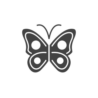 Hassas cilt ya da çocuk kozmetik simgesi siyah simge ürünleri. Kelebek sembolü. Doğal kozmetik işareti için etiket. Cilt bakımı. Web sayfası, mobil uygulama, tanıtım için resim grafiği.