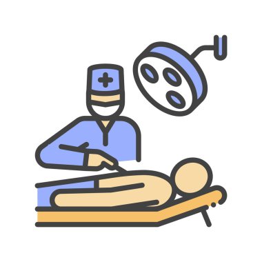 Karın boşluğu ameliyat çizgisi ikonu. Cerrahi acil durum. Web sayfası için piktogram, mobil uygulama, tanıtım. Düzenlenebilir vuruş.