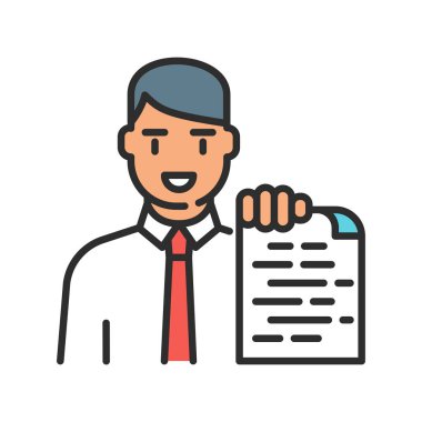 Finansal danışman renk çizgisi ikonu. Yatırım tavsiyesi, tasarruf. Finansal danışmanlık. Web sayfası için piktogram, mobil uygulama, tanıtım. UI UX GUI tasarım elemanı. Düzenlenebilir vuruş