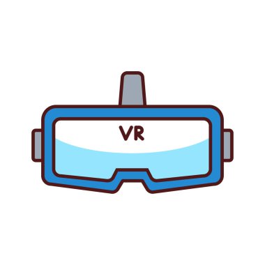 VR gözlükleri renk çizgisi simgesi. Sanal gerçeklik gözlükleri ya da gözlükler. Ekran aracı olarak çalışan göz giysisi tipi. Web sayfası için piktogram, mobil uygulama, tanıtım. Düzenlenebilir vuruş