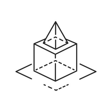 3D nesneler siyah çizgi simgesi. AR ve VR. Web sayfası için piktogram, mobil uygulama, tanıtım. UI UX GUI tasarım elemanı. Düzenlenebilir vuruş