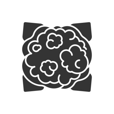 Karnabahar simgesi siyah simge. Lahana işareti. Sağlıklı, organik yiyecekler. Salata malzemesi. Doğal sebze. Tarım fabrikası. Web sayfası için piktogram, mobil uygulama. UI UX Arayüz tasarım ögesi