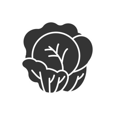 Lahana siyah kabak sembolü. Doğal sebze işareti. Sağlıklı, organik gıda konsepti. Yemek malzemesi. Web sayfası, mobil uygulama, tanıtım için resim grafiği