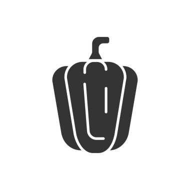 Bulgar biber siyah kabartma ikonu. Doğal sebze. Sağlıklı, organik yiyecekler. Yemek malzemesi. Web sayfası için piktogram, mobil uygulama, tanıtım. UI UX Arayüz tasarım ögesi