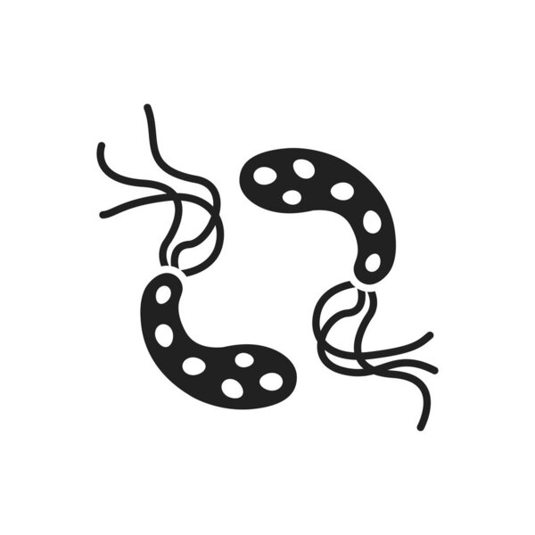 Bacteria cholera black glyph icon. Waterborne microscopic germ cause diseases concept. Pictogram for web, mobile app, promo. UI UX design element