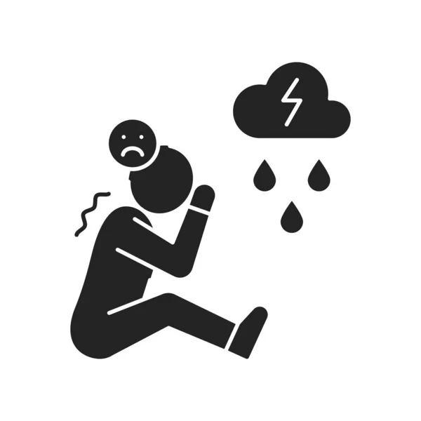 Depressed person black glyph icon. Mental disorder concept. Sign for web page, mobile app, button, logo. — Stock Vector