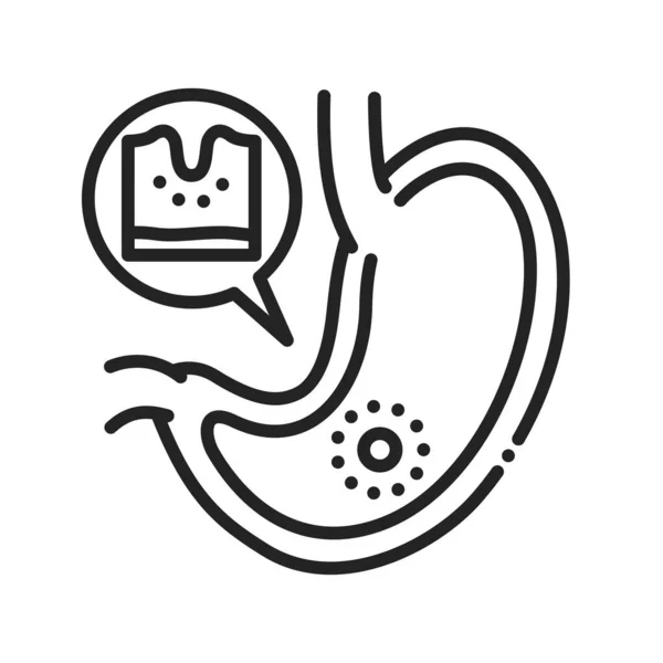 胃疾患胃炎ライン黒アイコン.胃の炎症だ。人間の臓器の概念。Webページ、モバイルアプリ、ボタン、ロゴにサインインします。ベクトル分離元。編集可能なストローク — ストックベクタ
