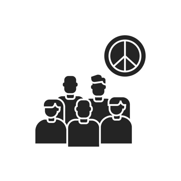 Czarna Ikona Ruchu Antywojennego Pokojowy Protest Protest Społeczny Piktogram Dla — Wektor stockowy