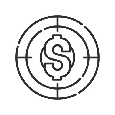 Finansal hedef siyah çizgi ikonu. Yatırım planlama. Web sayfası için piktogram, mobil uygulama, tanıtım. UI UX GUI tasarım elemanı. Düzenlenebilir vuruş