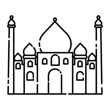 Tarihi cami siyah çizgi ikonu. Web sayfası için piktogram, mobil uygulama, tanıtım. UI UX GUI tasarım elemanı. Düzenlenebilir vuruş
