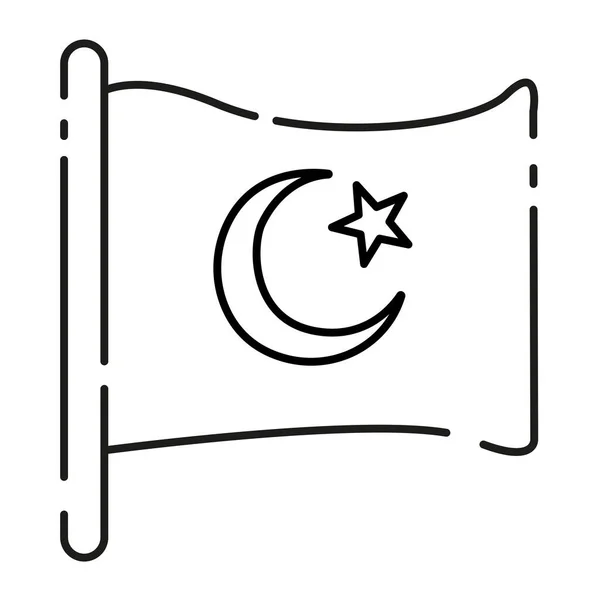 Islamic Flag Black Line Icon Pictogram Web Page Mobile App — Stock Vector