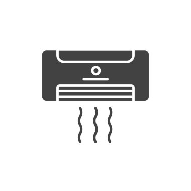 Klima siyah kabartma simgesi. Otel konforu tabelası. Web sayfası için piktogram, mobil uygulama, tanıtım. UI UX Arayüz tasarım ögesi