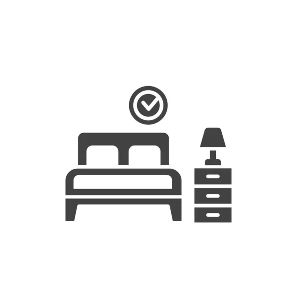 Hotel Number Glyph Black Icon Apartament Booking Sign Bedroom Symbol — Stock Vector