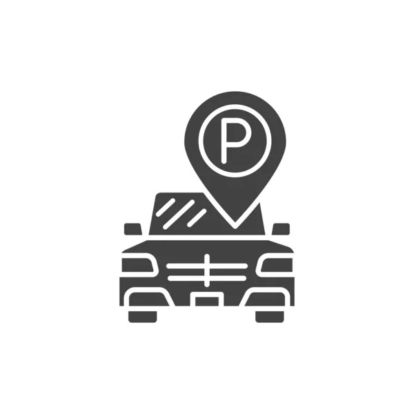 Kostenlose Parkplätze Schwarzes Glyphen Symbol Zusätzliches Servicesymbol Hotelannehmlichkeiten Ausgeschildert Piktogramm — Stockvektor
