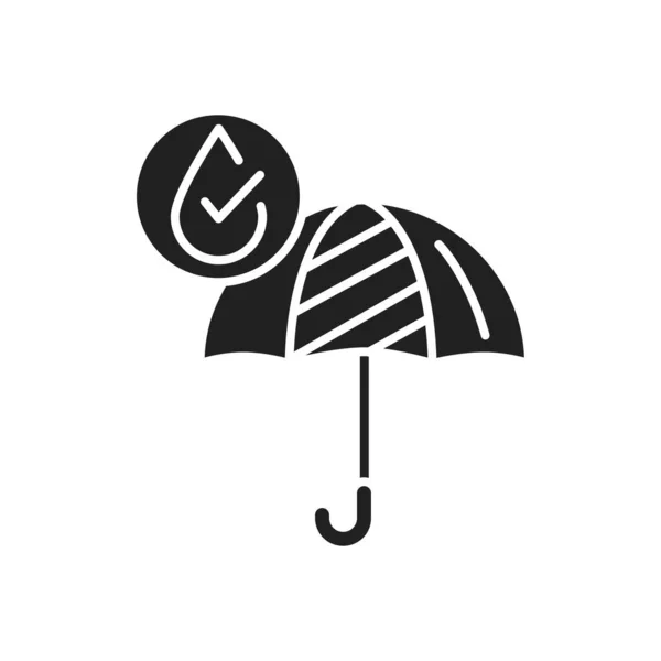 Waterproof Open Umbrella Black Glyph Icon Water Repellent Fashion Accessory — Stock Vector