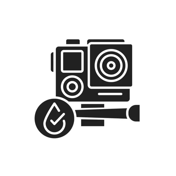 Impermeabile Action Camera Icona Glifo Nero Idrorepellente Concetto Dispositivo Elettronico — Vettoriale Stock
