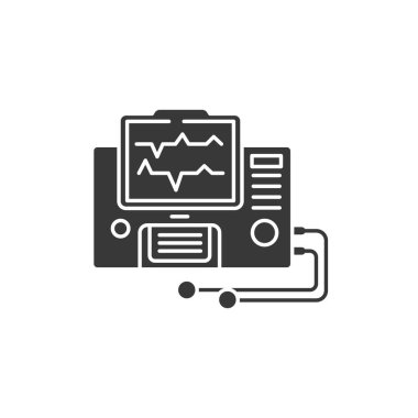 Elektronik fetal izleme sembolü siyah simge. EFM fetal kalp hızı FHR ve anne rahim hakkında grafik ve sayısal bilgiler sunar.