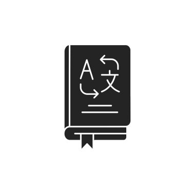 Sözcük dağarcığı simgesi. Kelimeleri farklı dillerden çevir. Web sayfası için piktogram, mobil uygulama, tanıtım. UI UX Arayüz tasarım ögesi